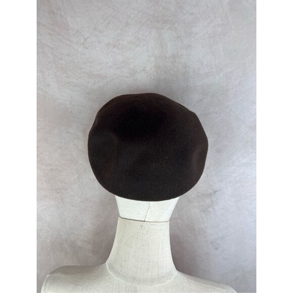 Vintage Mod 50s 60s Brown Felt Pill Box Hat - Picture 4 of 8